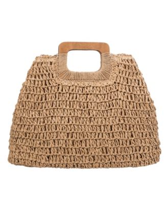 Melie Bianco The Harley Straw selling Tote Wood Handle