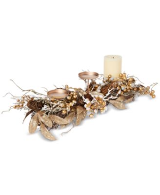 Martha Stewart Collection - Gilded Age Metallic Berry & Branch Candle Holder Centerpiece