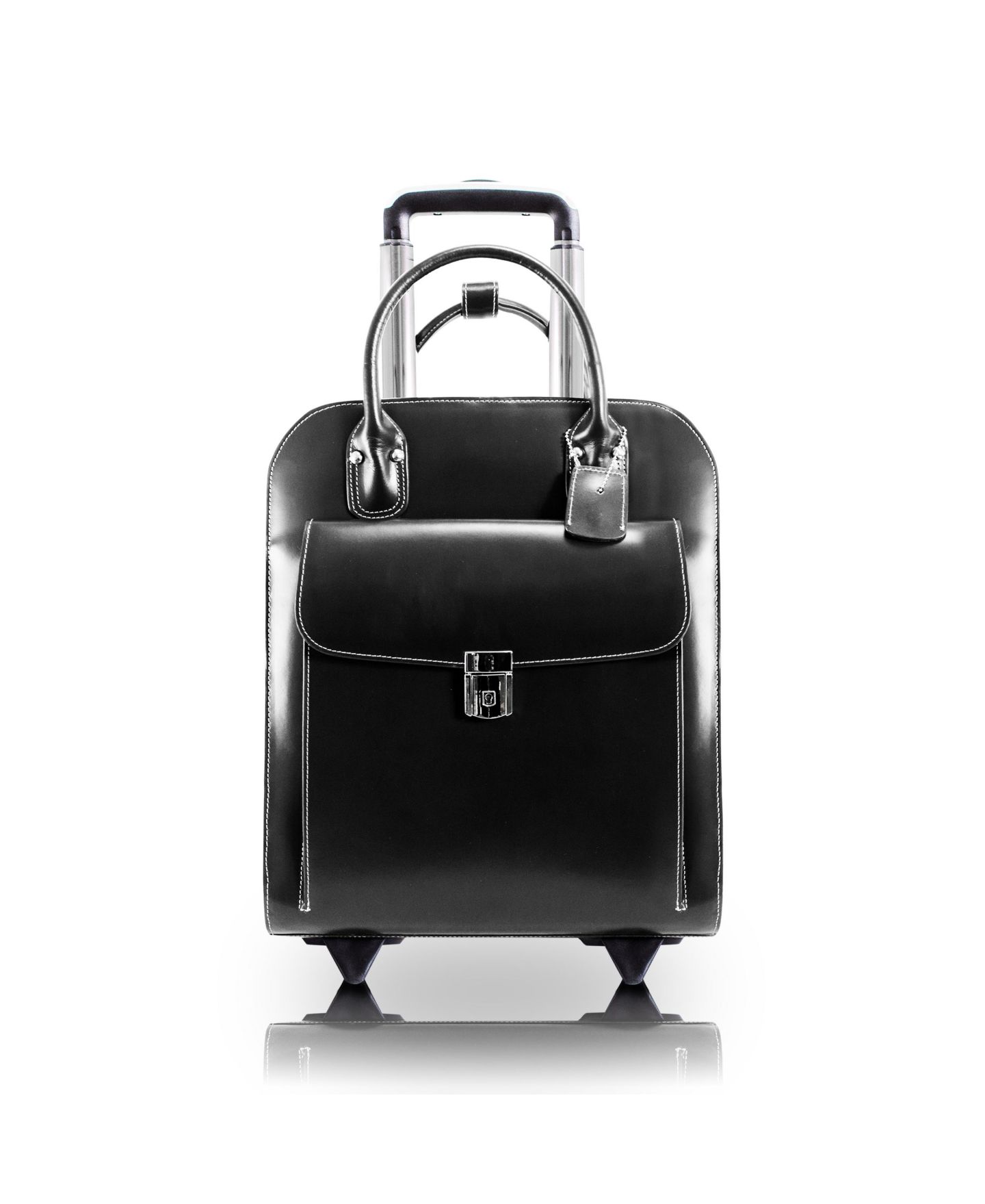 Сумка McKlein Uptown Leather Wheeled Laptop Briefcase, цвет: Чёрный — фото 4