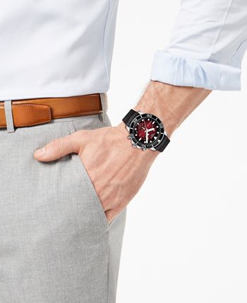 Tissot - Men's Swiss Chronograph Seastar 1000 Black Silicone Strap Watch 45.5mm