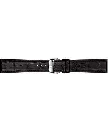 Tissot - Men's Swiss Automatic Powermatic 80 Silicium Black Leather Strap Watch 40mm