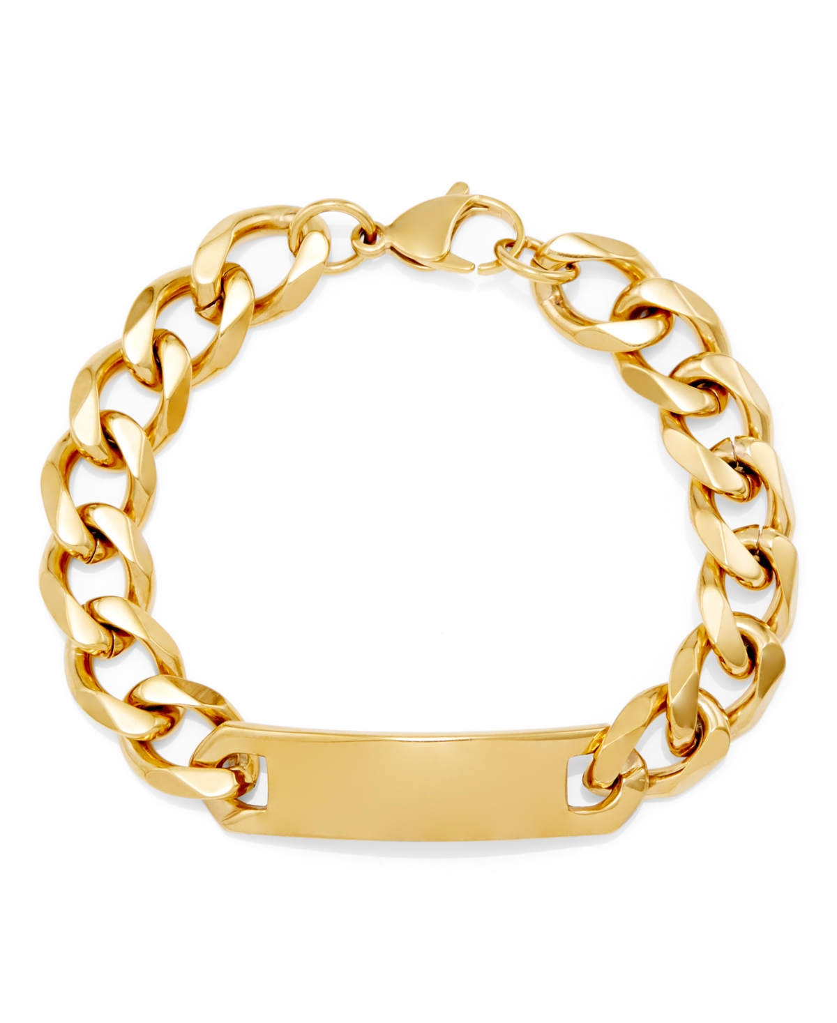 Eve's Jewelry Men's Gold Tone Id Bracelet with Curb Link