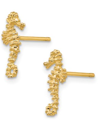 Seahorse Stud Earrings in 14k Gold