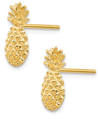 Pineapple Stud Earrings in 14k Gold