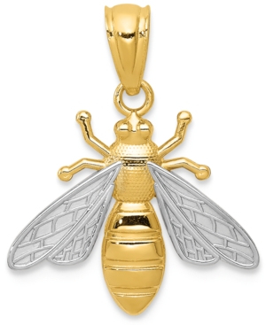 image of Two-Tone Bee Charm Pendant in 14k Gold