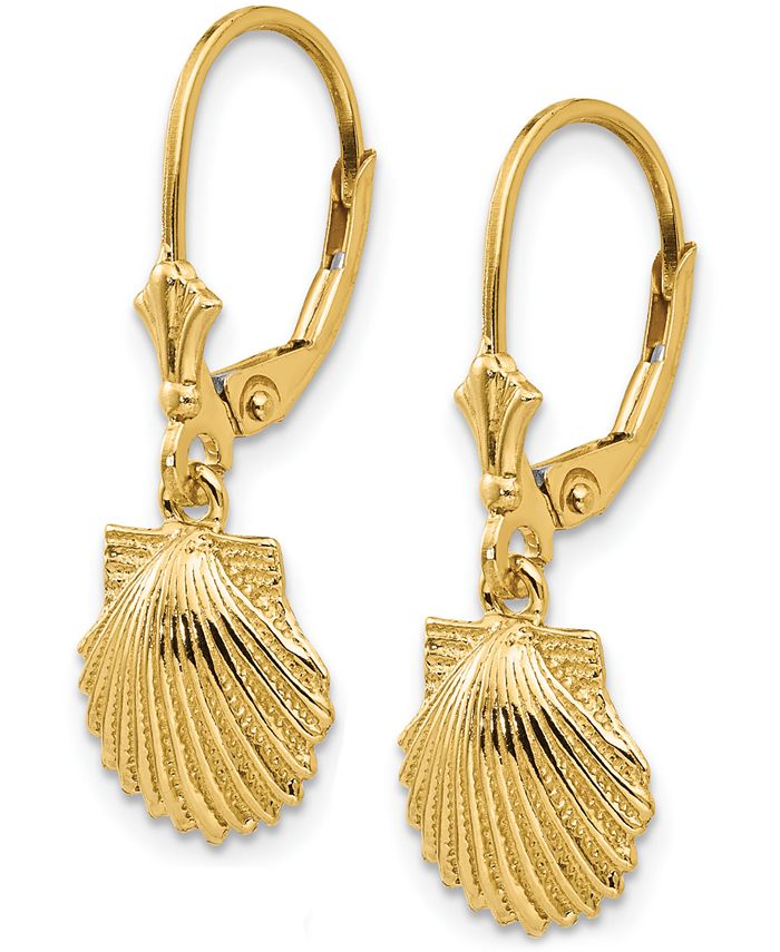 Macy's - Shell Leverback Drop Earrings in 14k Yellow Gold