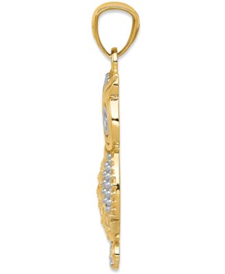 Textured Owl Charm in 14K Gold with Rhodium Plating