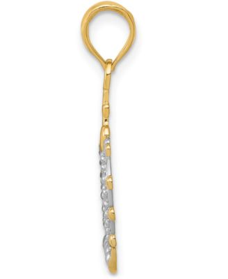 Sovereign Crown Charm Pendant in 14k Gold & White Rhodium Plated