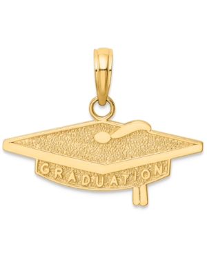 image of Graduation Cap Charm Pendant in 14k Yellow Gold