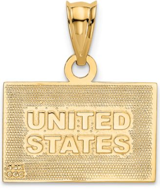 USA Flag Charm Pendant in 14k Yellow Gold & Enamel