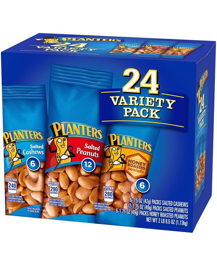 Planters Peanuts and Cashew Nuts Variety Pack 1.7 oz, 24 Count Macy's