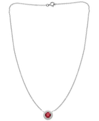 Red Cubic Zirconia Framed 16" Pendant Necklace