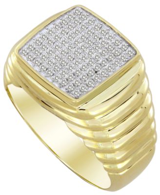 Macy's - Men's Diamond (1/4 ct. t.w.) Ring in 10k Yellow Gold