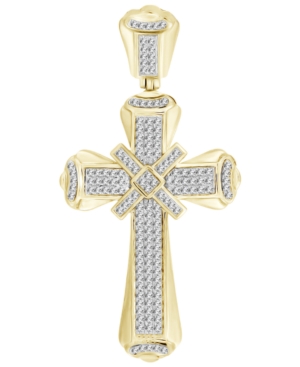 image of Men-s Diamond (1/2 ct.t.w.) Cross Pendant in 10K Yellow Gold