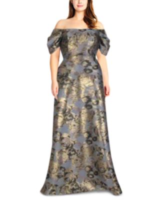 Adrianna Papell Puff-sleeve Gown In 