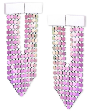 image of Guess Silver-Tone Mesh Front & Back Drop Earrings