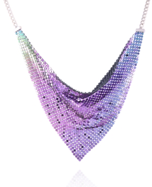 image of Guess Silver-tone Mesh Scarf Statement Necklace, 16