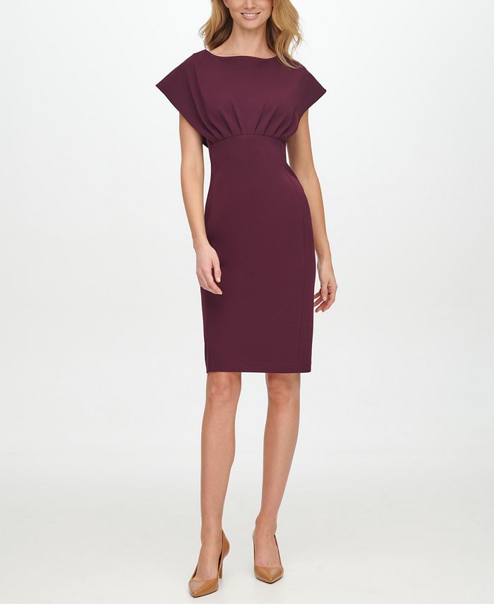 Calvin Klein Scuba-Crepe Empire-Waist Sheath Dress - Macy's