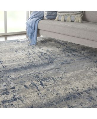 Rustic Textures RUS10 Ivory and Blue Rug