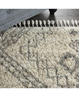 Oslo Shag OSL02 Ivory and Gray 5'3" x 7'9" Area Rug