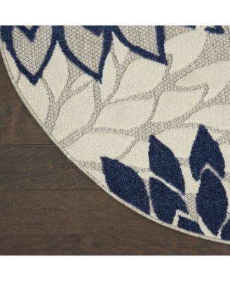 Aloha ALH05 Ivory and Navy 4' Round Rug