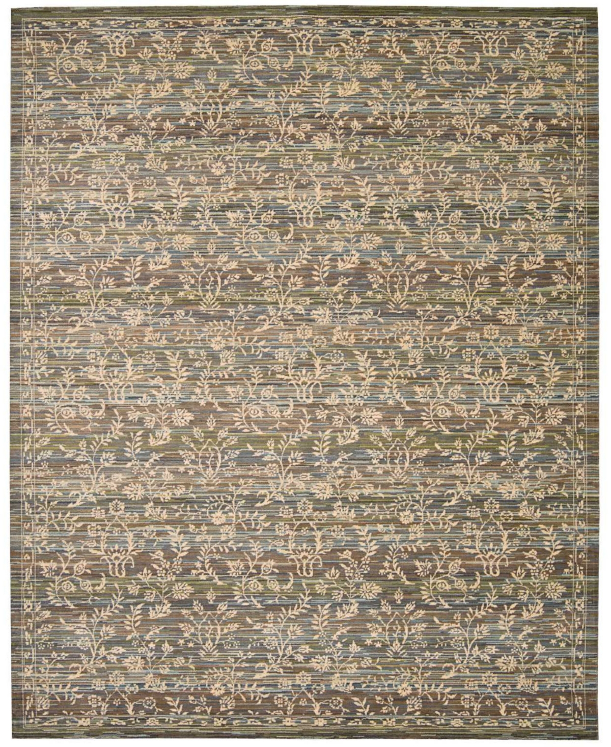 Nourison Home Rhapsody RH012 Blue and Moss 7'9in x 9'9in Area Rug - Blue/moss