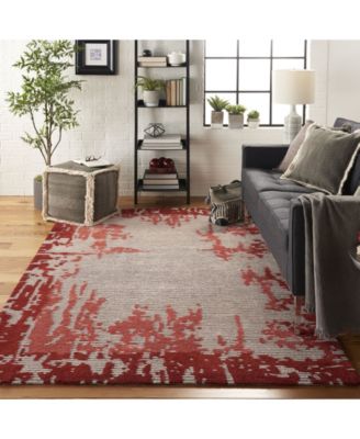 Symmetry SMM02 Beige and Red 3'9" x 5'9" Area Rug