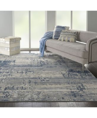 Rustic Textures RUS10 Ivory and Blue Rug