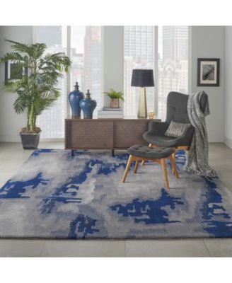 Symmetry SMM10 Gray and Blue 7'9" x 9'9" Area Rug