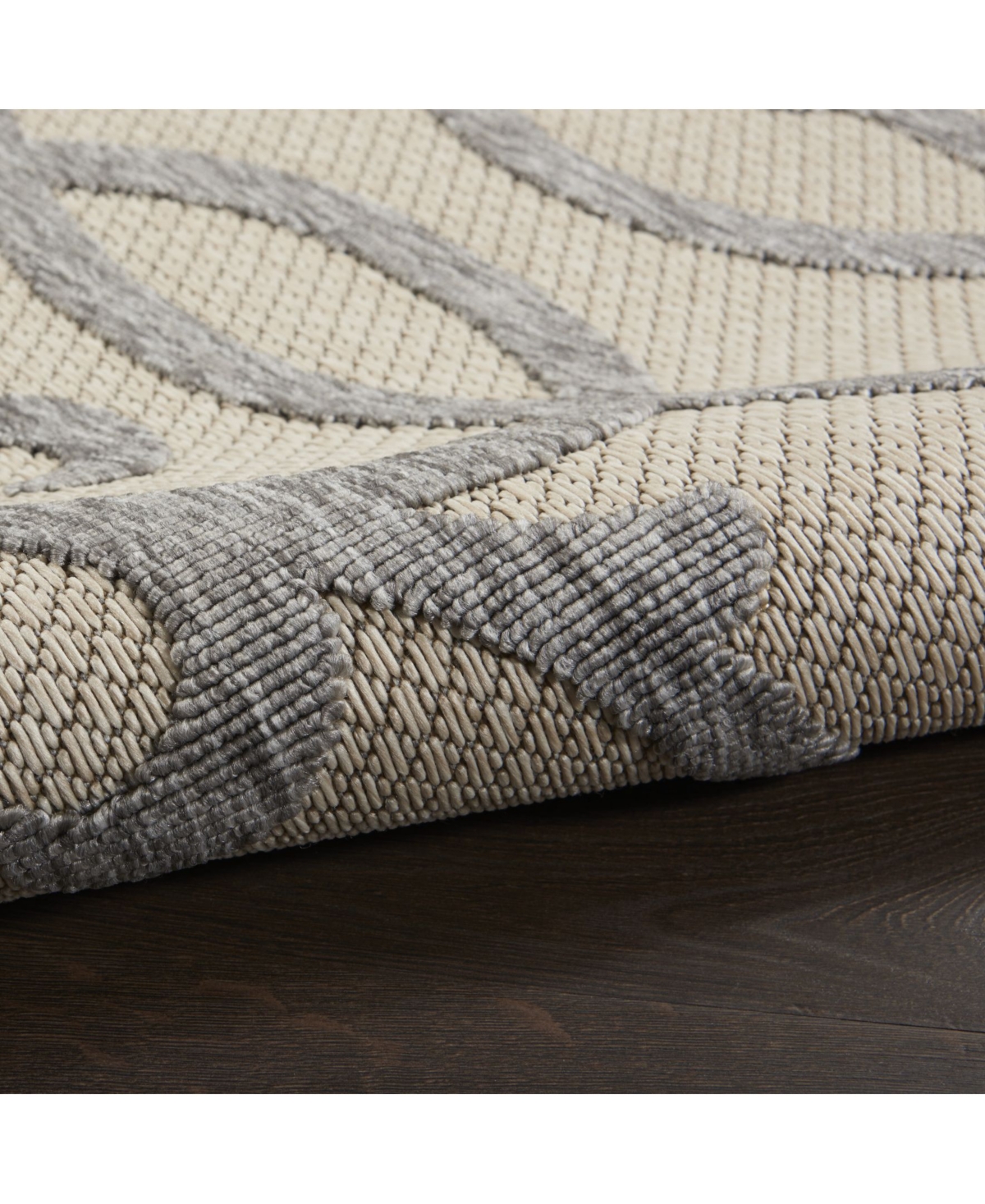 Nourison Home Cozumel CZM04and Gray Outdoor Area Rug - Cream/Gray
