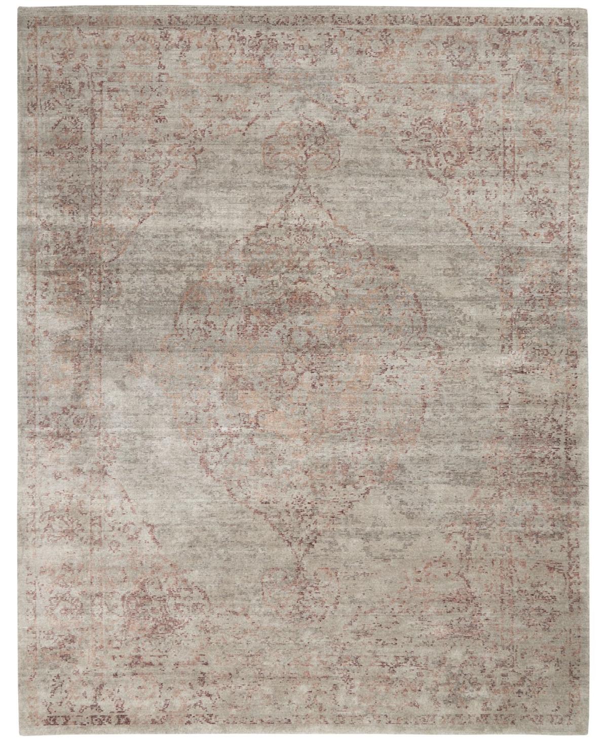 Nourison Home Lucent LCN07 Silver and Red 7'9in x 9'9in Area Rug - Silver/red