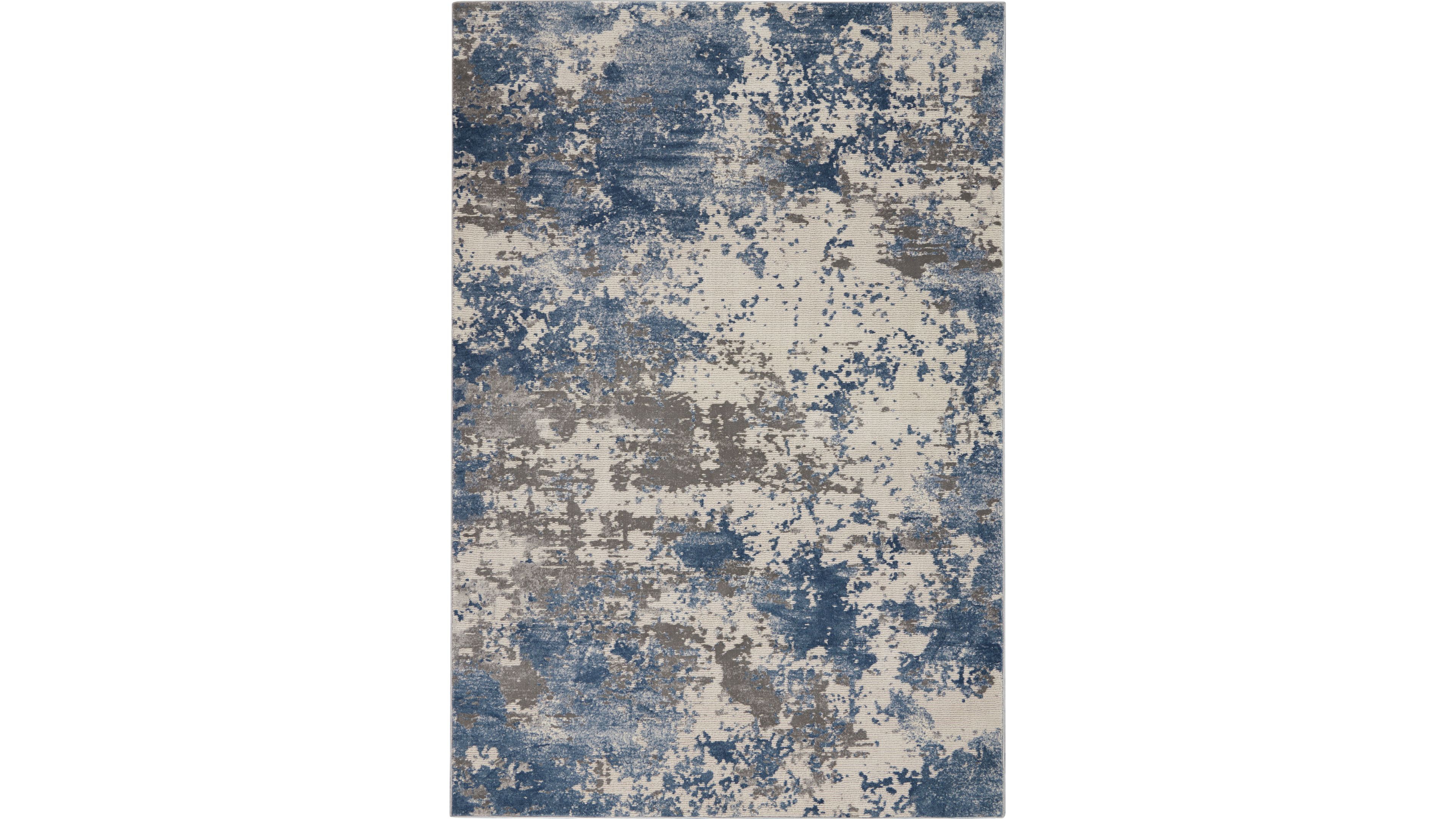 Nourison Home Rustic Textures RUS08 Gray and Blue 3'11" x 5'11" Area Rug