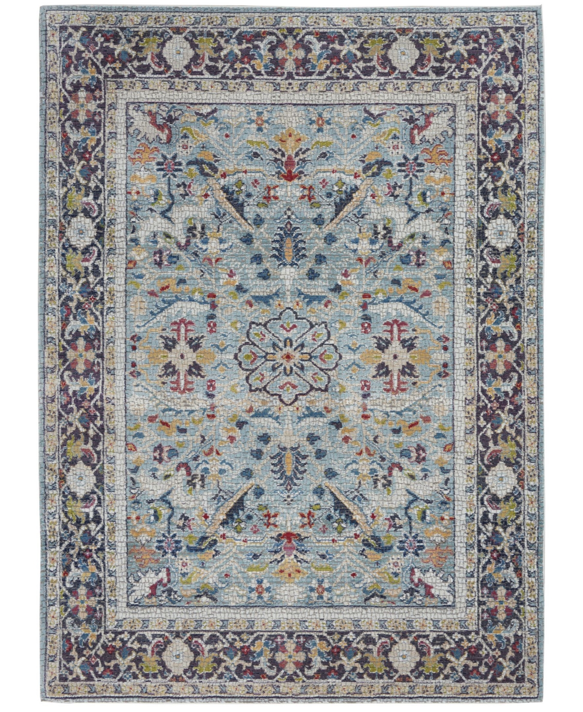 Nourison Home Ankara Global Anr14 Teal And Multi 4' X 6' Area Rug In Teal,multi