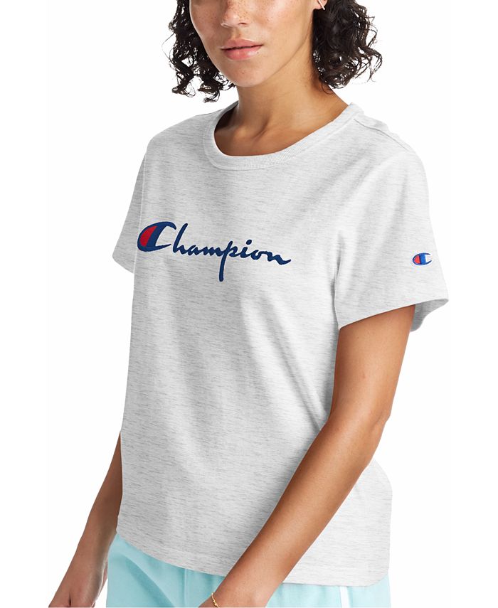 Vi ses jord skrivestil Champion Women's The Girlfriend Cotton Logo T-Shirt - Macy's