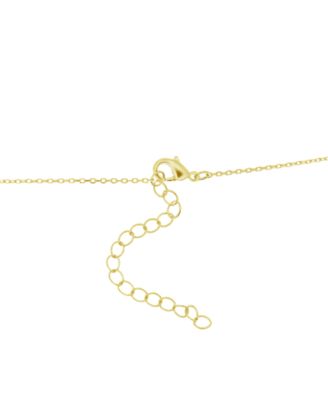 Cubic Zirconia Solitaire Pendant Necklace, 16" + 2" extender in Gold Plate