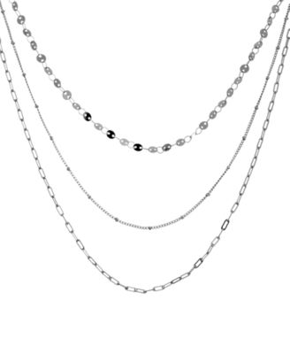 Multi-Layer Statement Necklace, 16" + 2" extender in Silver or Gold Plate