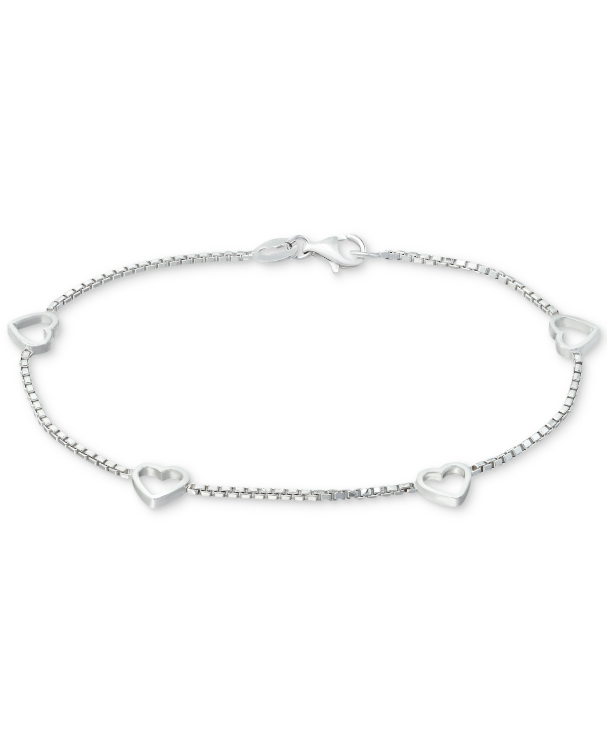 Sterling Silver Bracelet, Open Heart Chain - Silver
