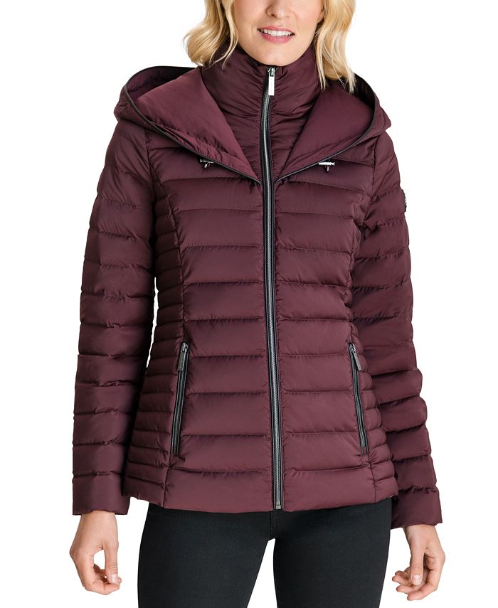 Michael Kors Hooded Stretch Packable Down Puffer Coat, Created for Macy's & Reviews - Coats 