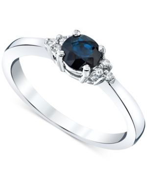 image of Sapphire (5/8 ct. t.w.) & Diamond (1/20 ct. t.w.) Ring in 14k White Gold