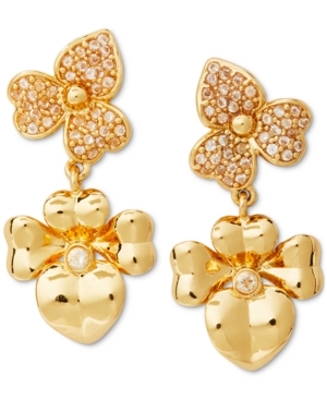 image of Kate Spade New York Gold-Tone Pave Flower Drop Earrings