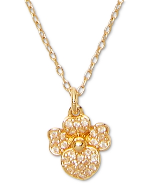 image of Kate Spade New York Gold-Tone Pave Flower Pendant Necklace, 16