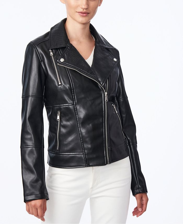 Collection B Juniors' Faux-Leather Moto Jacket, Created for Macy's - Macy's