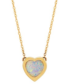 Gemstone Bezel Heart 18" Pendant Necklace in 10k Gold