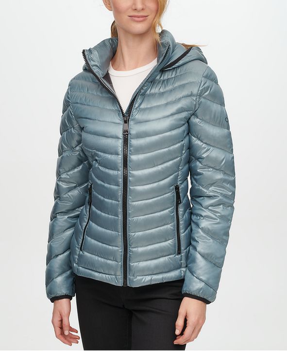 Calvin Klein Hooded Packable Down Puffer Coat, Created for Macy's ...