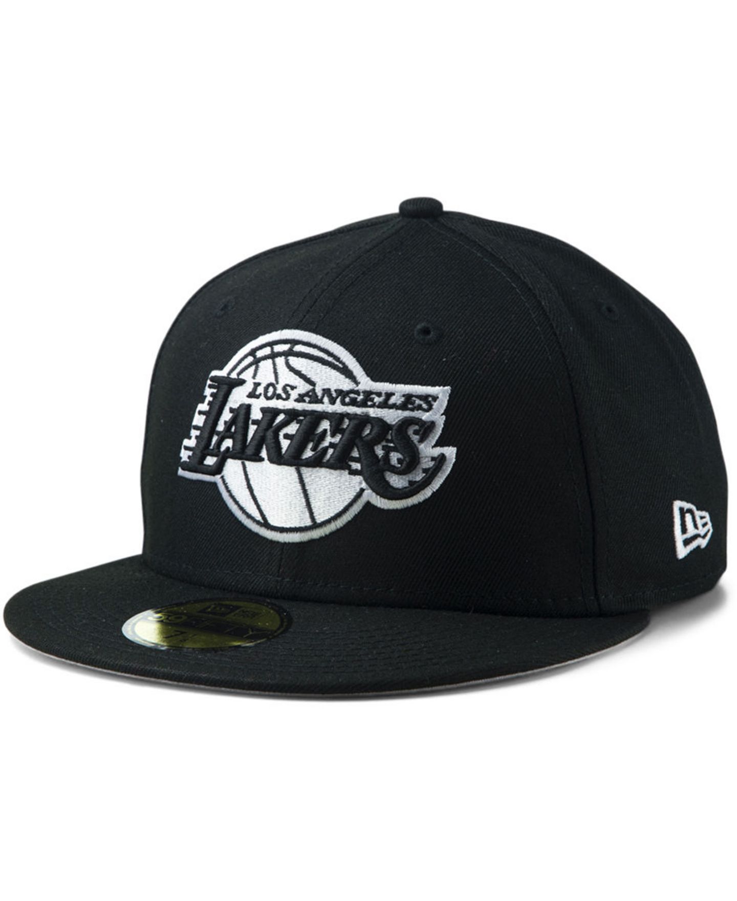 Мужская кепка New Era Black Los Angeles Lakers Black White Logo 59Fifty Fitted Hat — фото 1