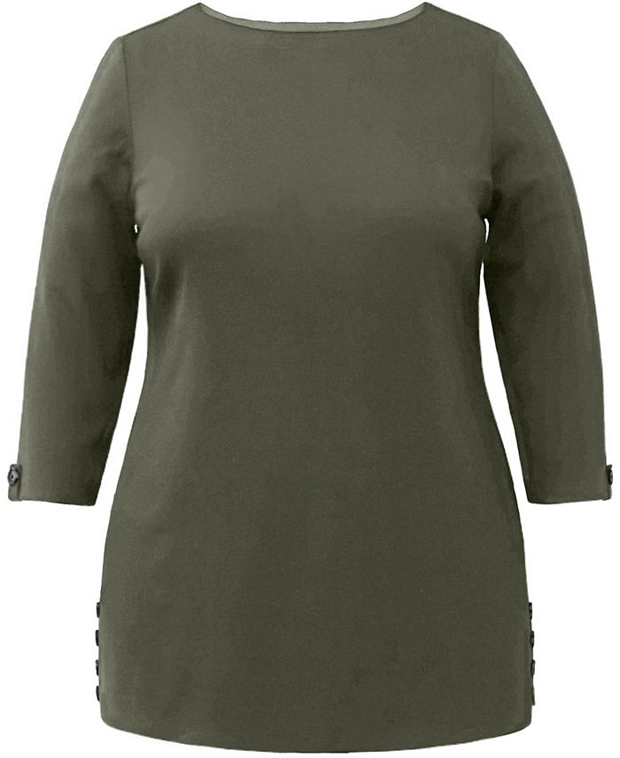 Karen Scott Plus Size Cotton Button-Side Tunic, Created for Macy's - Macy's