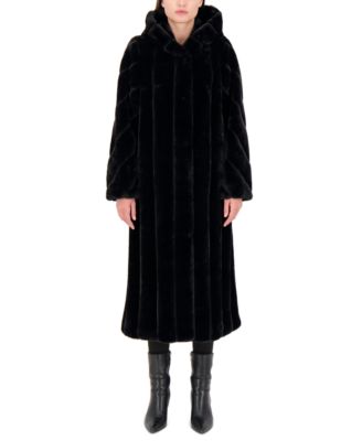 Jones New York - Petite Hooded Faux-Fur Maxi Coat
