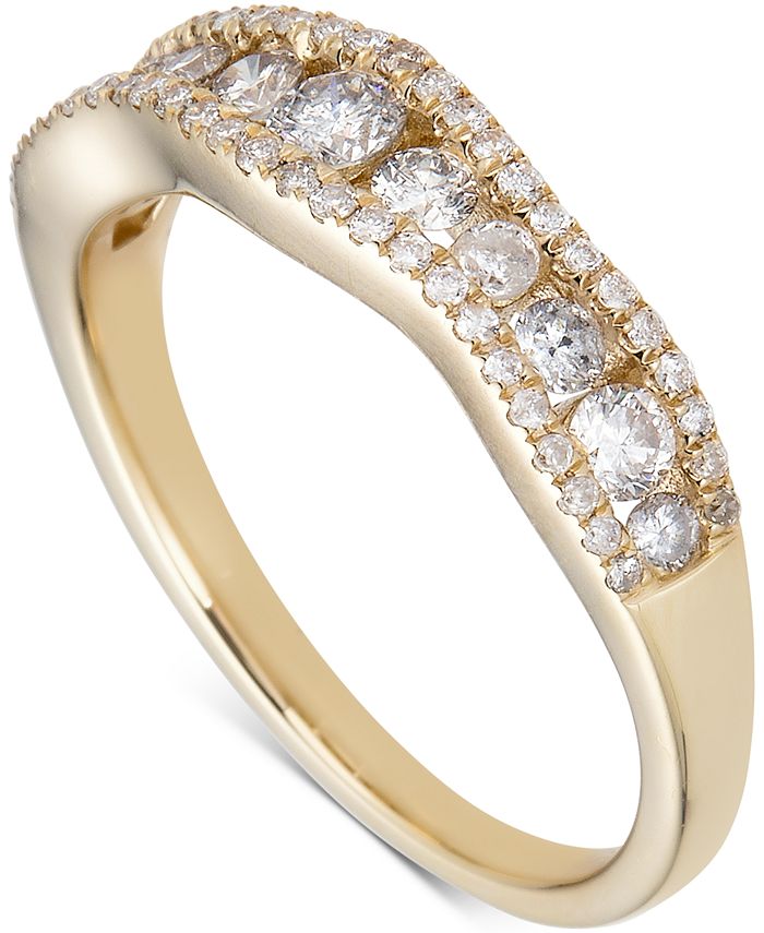 Macy's Diamond Wavy Channel-Set Band (3/4 ct. t.w.) in 14k Gold