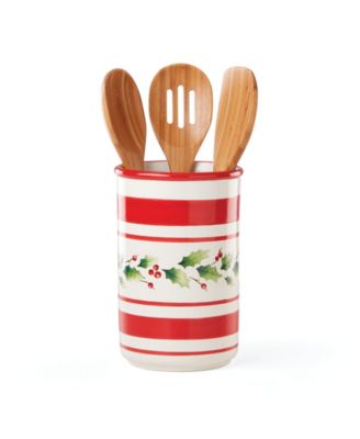 Lenox - Holiday Handpaint Stripe Utensil Crock