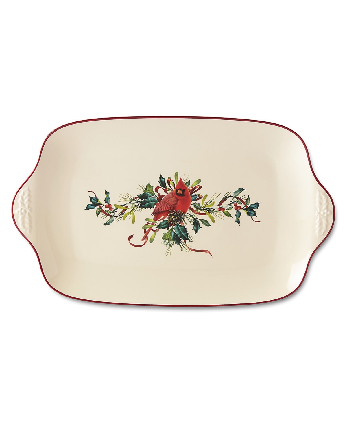 Lenox Winter Greetings Oversized Platter In Red  Green And Ivory